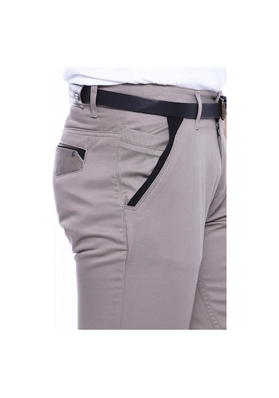Garnili Cepli Desensiz Slim Fit Bej Erkek Pantolon - Wessi Siyah