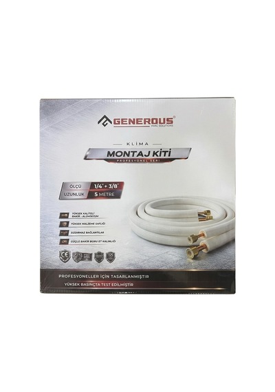 Generous 1/4 - 3/8 Klima Montaj Seti 5 Metre Alüminyum Montaj Kiti Nette Parça