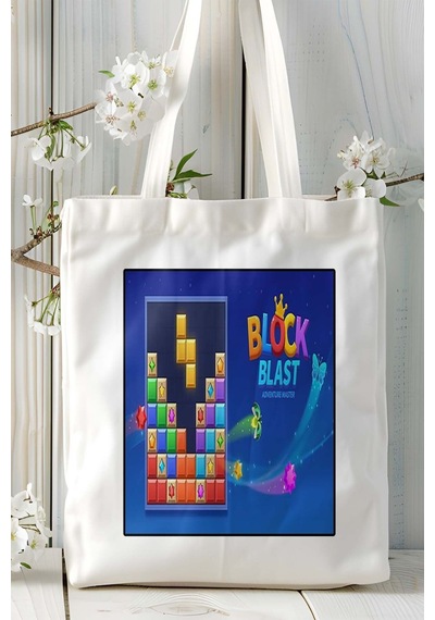 Art Hediye Block Blast Adventure Master Mobil Oyun Baskılı Omuz Çanta Çift Tafaflı Baskı Kişiye Özel 5 Çok Renkli