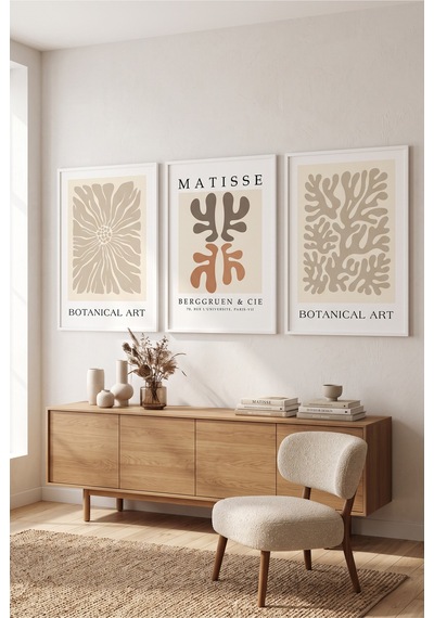 Beyaz Ahşap Çerçeveli Bej Matisse Botanik Sanat Üçlü Duvar Tablosu Modern Minimalist Dekorasyon Kabartma Görünümlüdür Beyaz Beyaz Ahşap Çerçeveli Bej Matisse Botanik Sanat Üçlü Duvar Tablosu Modern Minimalist Dekorasyon Kabartma Görünümlüdür Beyaz