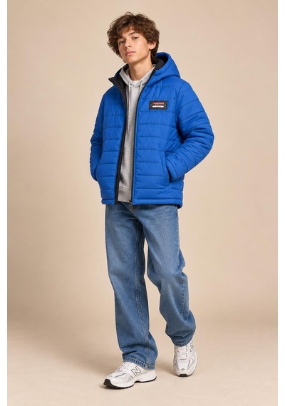 Alexandergardi Puffer Kapüşonlu Unisex Çocuk Şişme Mont Mavi