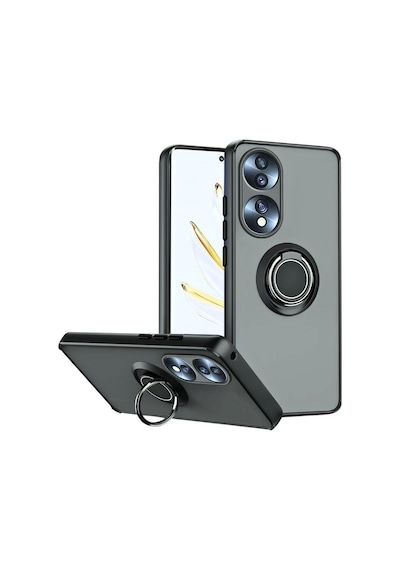 Honor 90 Yüzüklü Standlı Kılıf - Ultra Darbe Emici Silikon Kapak