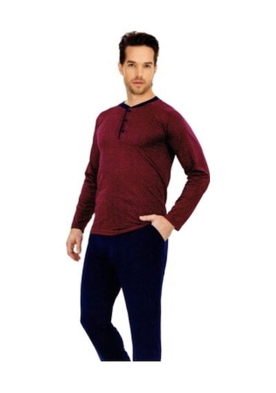 Pijamis 1900 4Lü Pijama Takımı Kutulu Bordo- Lacivert