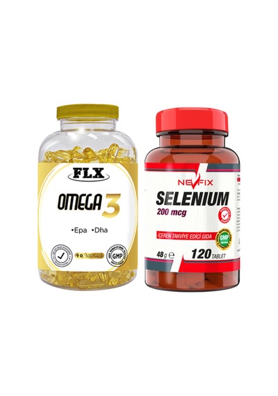 Omega 3 Balık Yağı 90 Softgel & Nevfix Selenyum 200 Mcg 120 Tablet
