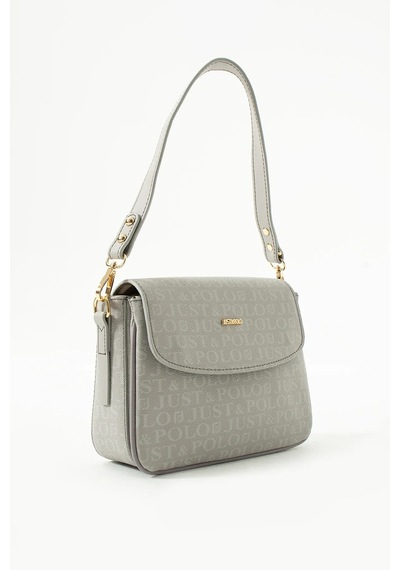 Just Polo Kadın Baskılı Ayarlanabilir Askılı Şık El & Omuz Çantası Ebat : 16 X 23 Cm Shopper GRİ