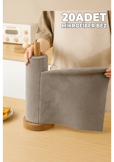 20 Adet Rulo Mikrofiber Bez - Koparılabilir Mikro Fiber Bez Kaliteli Mutfak Tezgah Bezi Yıkanabilir Çok Renkli