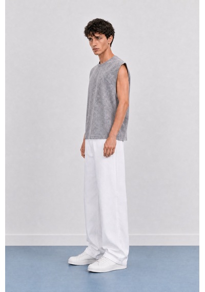 Respire Erkek Yıkamalı Tank Top Atlet Gri