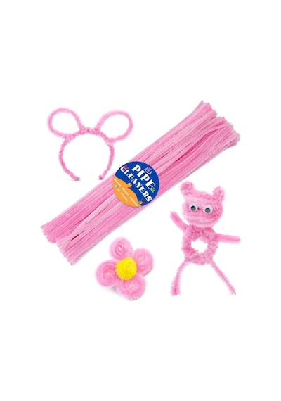 25'li Pembe Renkli Şönil, Eğitici Şönil Seti, Tüylü Tel, 30 Cm, Peluş Tel