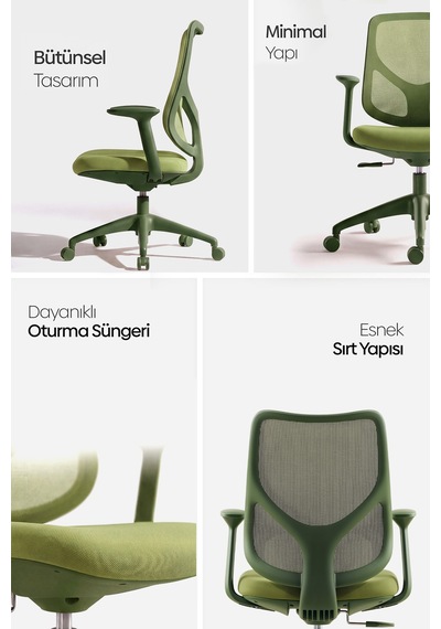 Seul Ergonomik Çalışma Sandalyesi - Yeşil