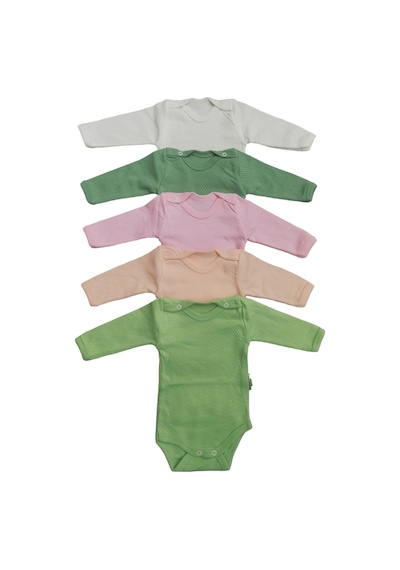 Özdemirli Bebe Uzun Kollu Çıtçıtlı Badi Bisiklet Yaka Body Zıbın (5li Paket)