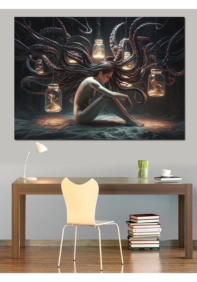 Medusa Figürü Dekoratif Kanvas - Mdf Ahşap Tablo