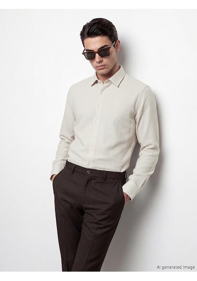 Lcw Busıness Bej Slim Fit Armürlü Erkek Gömlek