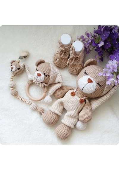 Amigurumi Uykucu Ayicik 4'lü Set
