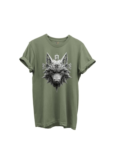 Kurt Ve Türk Özel Koleksiyon Serisi-5 Tasarım Baskılı %100 Pamuk T-shirt Haki