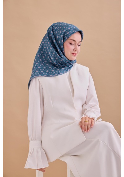 Silk Home Twill İpek Eşarp 11479-19 Pudra Vizon, Karolina Mavi
