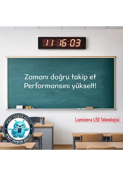 Upway 50x13,5 Kumandalı Büyük Dijital Duvar Saati Kronometre - Geri Sayım Luminova Led Teknolojisi Siyah - Kırmızı