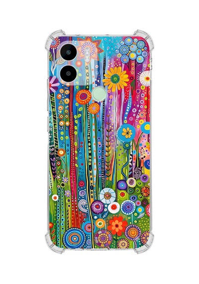 Printify Redmi A2 Plus İle Uyumlu Düşlerin Dansı Serisi Folklorik Bahçe Tasarımlı Uv Baskılı Köşe Korumalı Antişok Kılıf Şeffaf