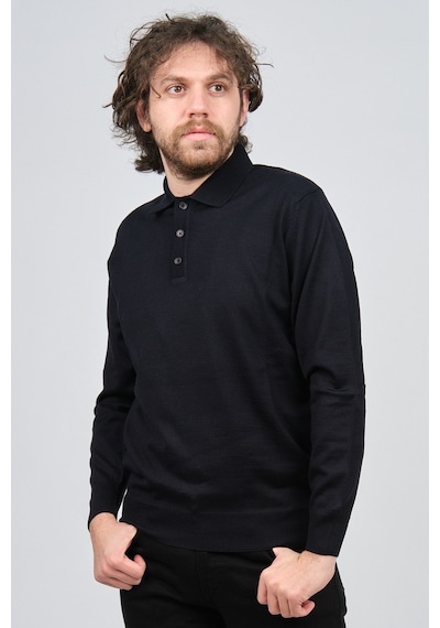 Pave Erkek Polo Yaka Yün Kazak 4538004 Lacivert Lacivert