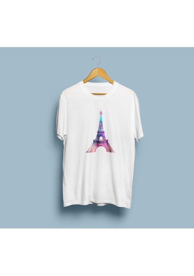 Oversize Eyfel Kulesi / Eiffel Tower Tasarım Unisex T-shirt Beyaz