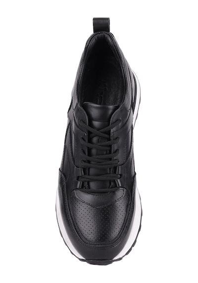 Shoetyle - Siyah Hakiki Deri Bağcıklı Erkek Sneaker 115-k511-1329 Siyah