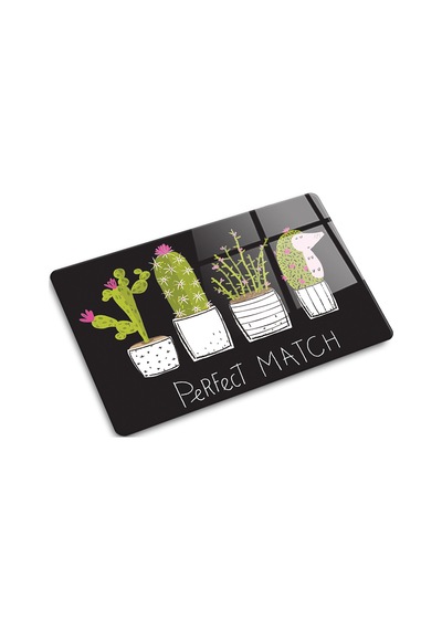 Decorita Cam Kesme Tahtası | Perfect Match-Siyah Fon|20cm x 30cm