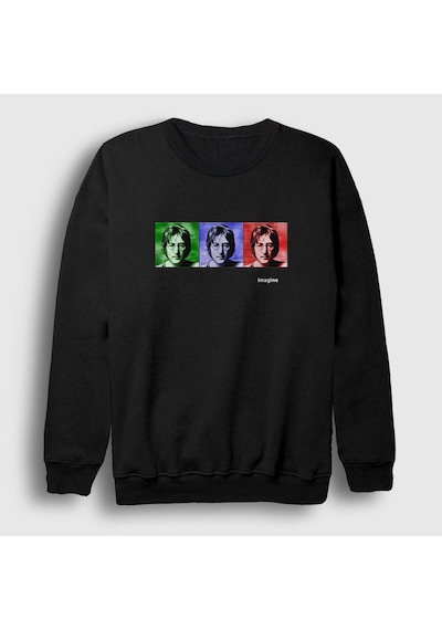 Presmono Unisex Portraits Beatles John Lennon Sweatshirt Siyah