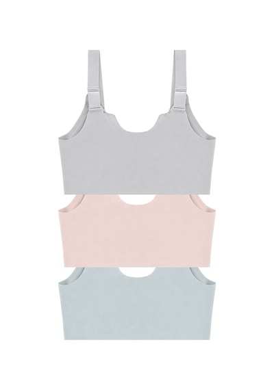 Cottonill Seamless Bra - Larevia Lazer Kesim Önden Düğmeli Tül Detaylı Kadın Sütyen 3'lü Paket Çok Renkli