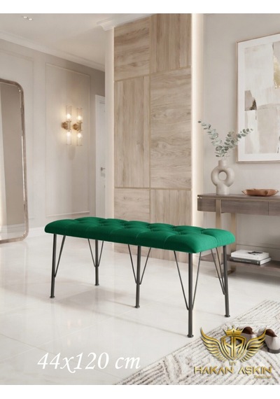 By Hakan Aşkın Metal Ayaklı 120 Cm %100 Mdf Babyface Puf & Bench Tekli Yeşil