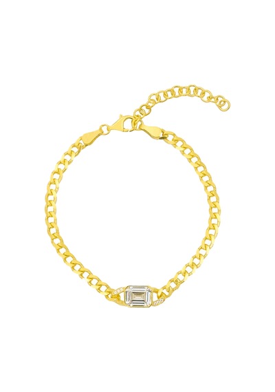 Baget Taşlı Zincir Bileklik 719111 Gold Gümüş