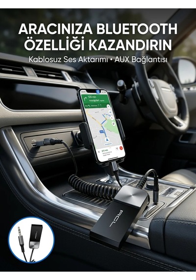 Kablosuz Müzik Aktarımı Sağlayan Usb Aux Adaptörü Siyah