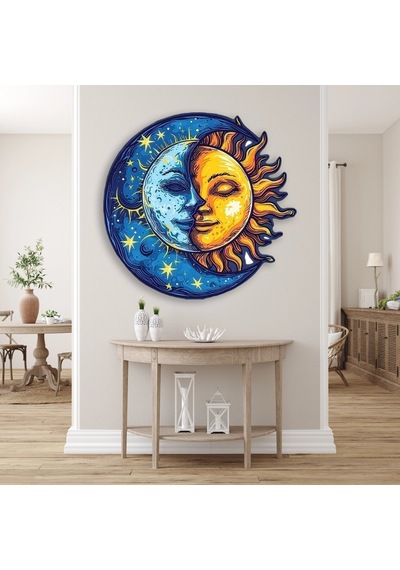 Güneş-ay Yüzü Boho - Metal Tablo - Dec0161 70 X 70 Cm Çok Renkli