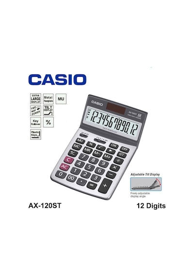 Casio Ax-120St Hesap Makinesi Oynar Başlık 12 Hane