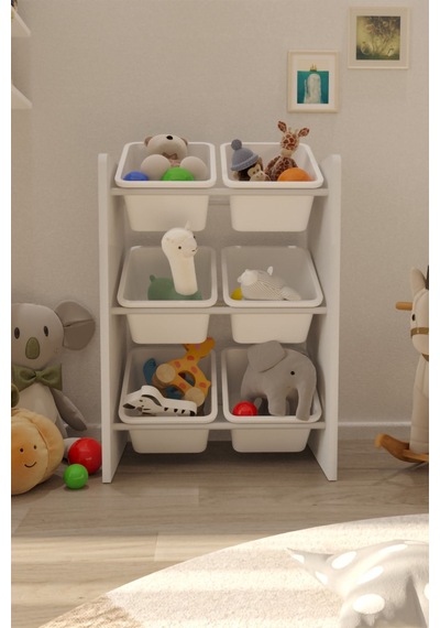 6 Sepetli Çok Amaçlı Montessori Oyuncak Dolabı