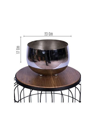 Yapay Çiçek Sitesi Metal Dekoratif Saksı 17 Cm Gümüş