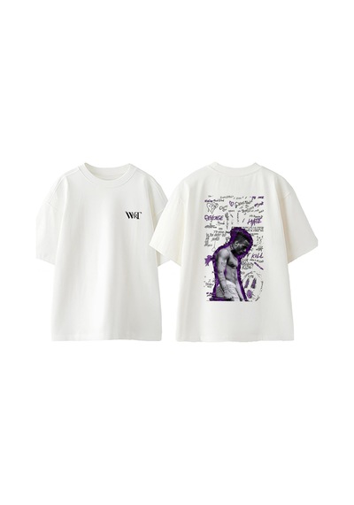 Thewert Xxxtentacion 1 Tasarım Sırt Baskılı Pamuk Beyaz Oversize T-shirt