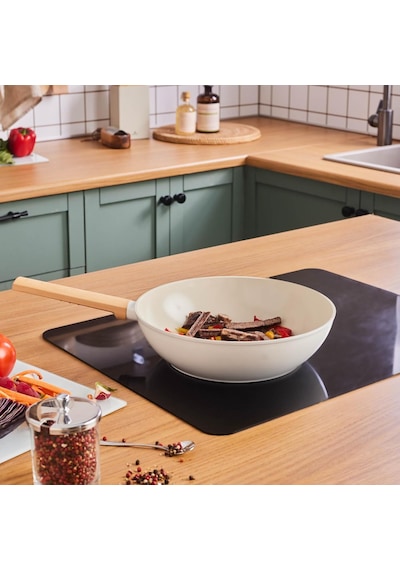 Swiss Crystal Almond Cream İndüksiyon Tabanlı Wok Tava 28 Cm Belirtilmemiş