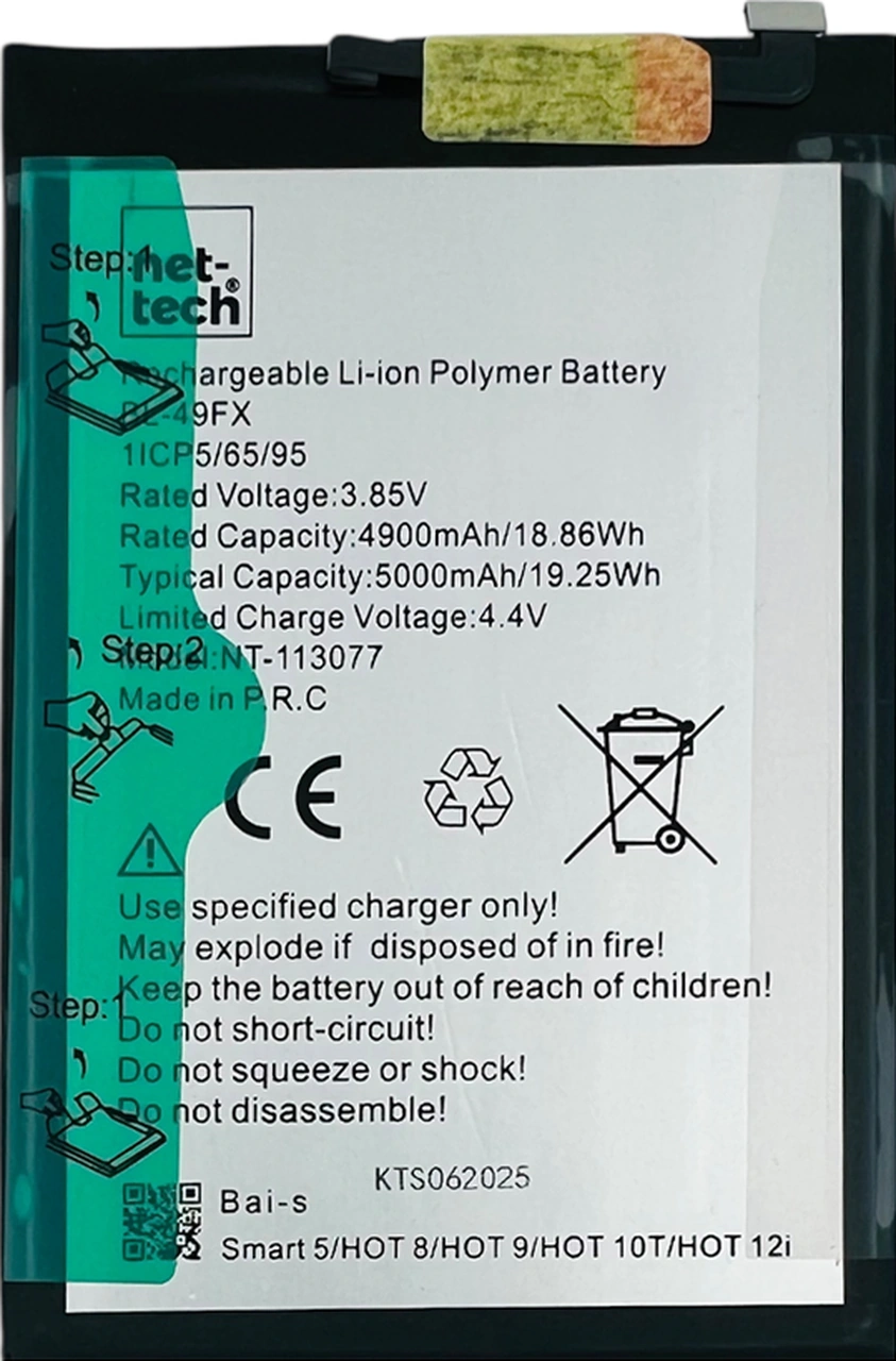 Teknonet İnfinix Smart 5 Uyumlu Nettech Bl-49fx 5000 Mah Batarya - Siyah