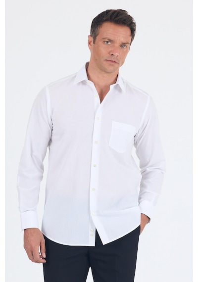 İmza Beyaz Uzun Kol Pamuklu Basic Comfort Fit Gömlek 1004250002 Beyaz