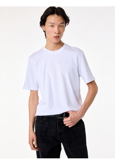 Koton Regular Fit Bisiklet Yaka Pamuklu Baskılı Kısa Kollu Tişört Beyaz 6sam10024mk