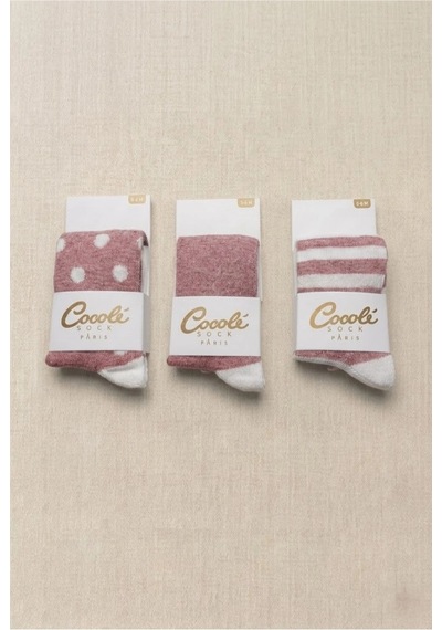 Cocole Socks Kız Bebek Külotlu Çorabı 3'lü Set Pamuklu Mercan 0-24 Ay Çok Renkli
