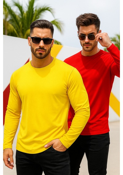 Rich Erkek Sarı-kırmızı 2'li Paket Basic Uzun Kollu Body Sarı-kırmızı