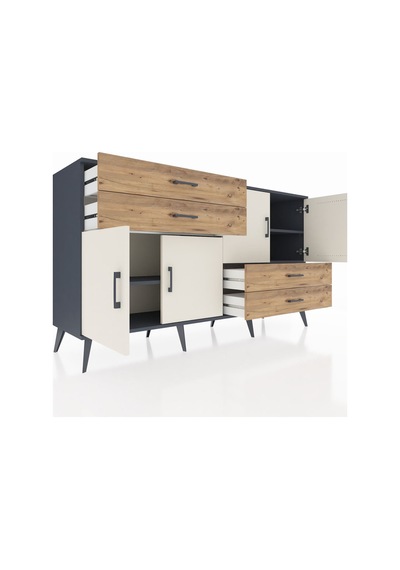 Hyperion Konsol 3 Raflı 4 Çekmeceli 4 Kapaklı 176x44x99 Antrasit- Antrasit-aytaşı/çam Hyperion Konsol 3 Raflı 4 Çekmeceli 4 Kapaklı 176x44x99 Antrasit- Antrasit-aytaşı/çam