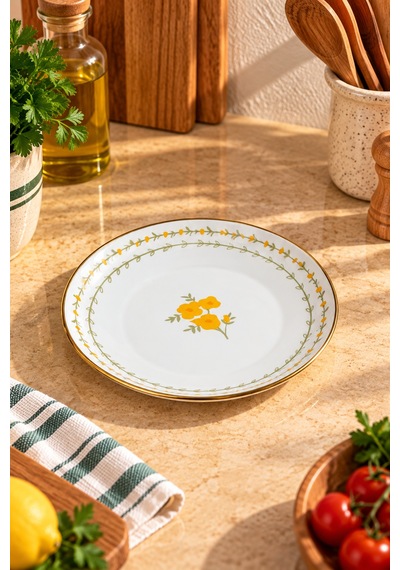 Bernardo Almera Emaye Servis Tabağı 32 Cm Beyaz - Pembe