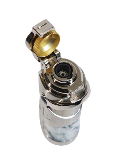 Parmida Tek Torch Pürmüz Gümüş Mermer Desenli Metal Puro Çakmağı - Tr9220