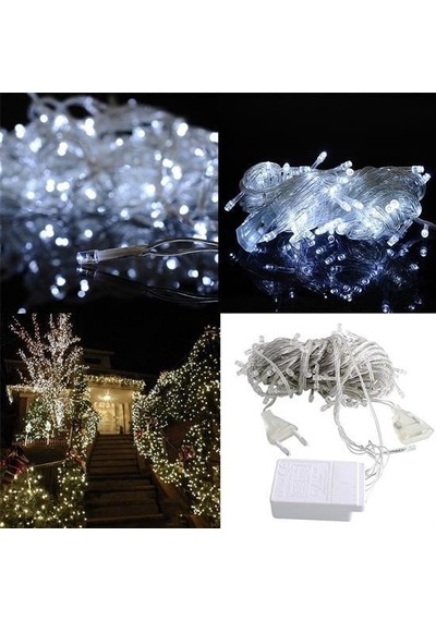 Mcg 100 Ledli 8 Fonksiyonlu 10 Metre Led Aydınlatma Dekor Lambası Beyaz Renkli