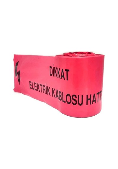 Elektrik Kablosu Hattı Emniyet Şeridi İkaz Bandı Kırmızı 15cm 250mt