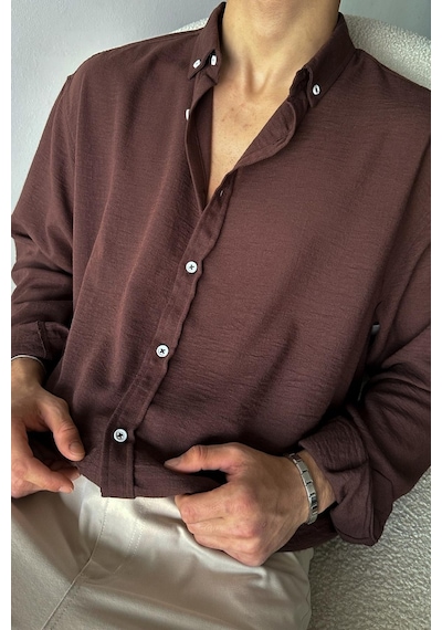 Chill Cozy Relax Fit Kahverengi Gömlek-kahverengi Kahverengi