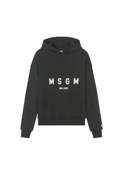 Msgm Çocuklar Için Logo Baskılı Pamuklu Kapüşonlu Sweatshirt - Koyu Gri