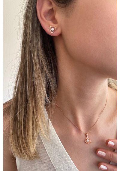 Zirkon Taşlı 925 Ayar Gümüş Rose Set - 67018401 Rose Gold