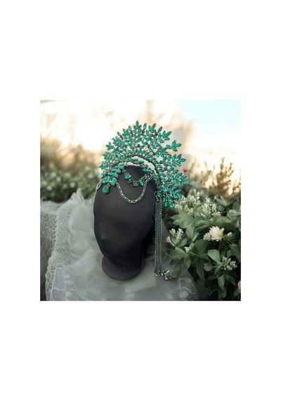Alınlıklı Büyük Gelin,kına,nişan,söz,after,bride,party Taç Yeşil - 694985918 Yeşil